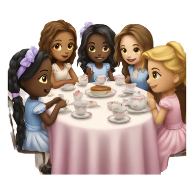 a group of girls at a tea party sticker