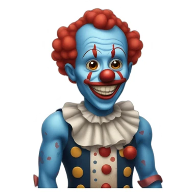 blue clown with tattoos and red hair sticker