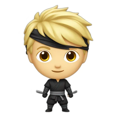 Bobble head blond hair boy dressed as a new ninja sticker