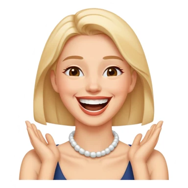 hands across neck woman laughing face  sticker