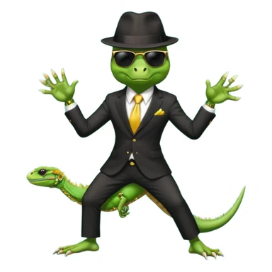 capitalist iguana banker godfather with black sunglasses breakdance sticker