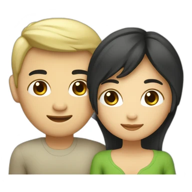 Un couple mignon composé d’un homme aux cheveux noir asiatique et d’une femme au cheuveux blond et au yeux vert sticker