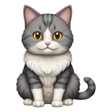 full body dumb looking large short hair dark grey and white cat sticker