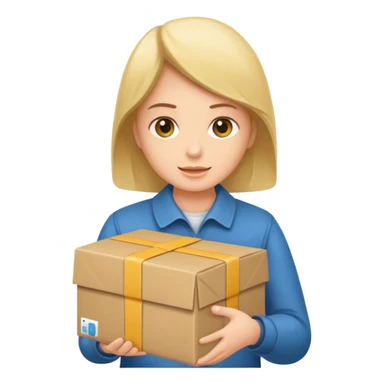 glückliche Person, die ein Paket hält, Paket mit Versandaufkleber, Person schaut begeistert sticker