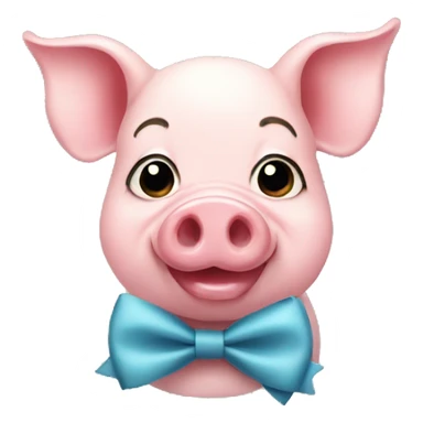 female pig cute with bow tie sticker