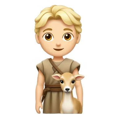 young shepherd with blond hair 10th century with short tunic and fawn sticker