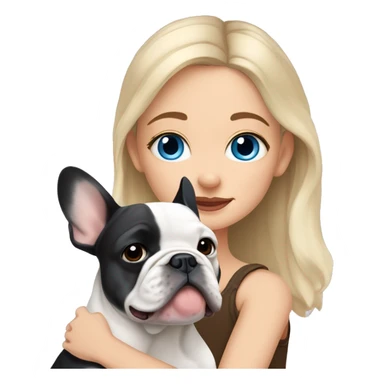  Girl light-skinned and fair-haired blue eyes with a French bulldog merle puppy sticker