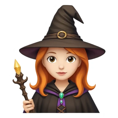 Connie wearing witch hat and wand sticker