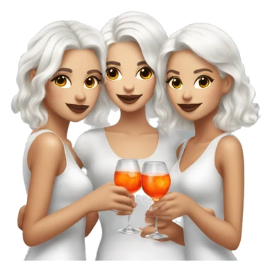 Three beautiful girls (white Hair) drinking aperol   sticker