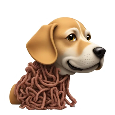 Dog that is made out of worms, giving advice to an anamorphic refrigerator  sticker