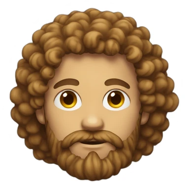 a man with intense beard and forehead covered with curly hair sticker