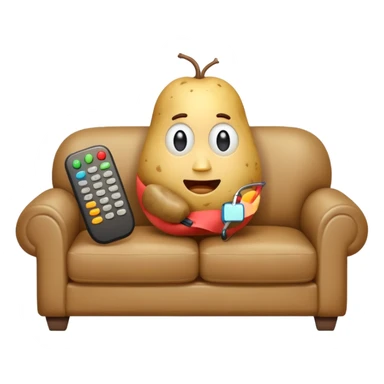 A potato on a couch watching tv sticker