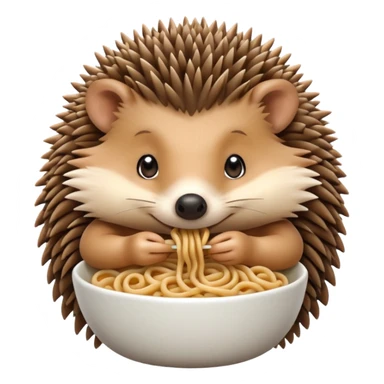 hedgehog eating noodle sticker