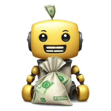 Cute robot with money bags sticker
