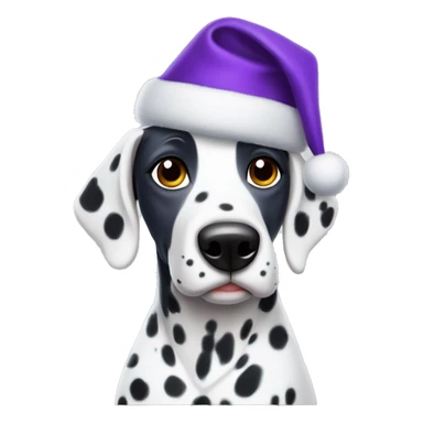 Dalmatian wearing purple Christmas hat sticker