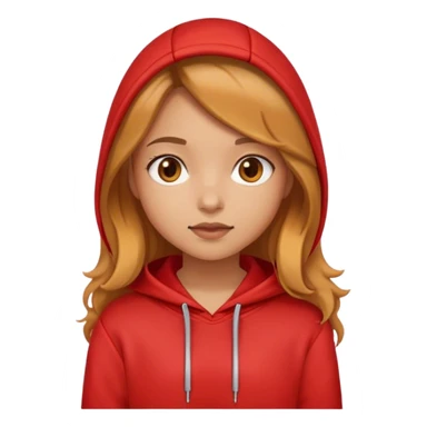 A caramel girl tone with straight-wavy hair and red hoodie sticker