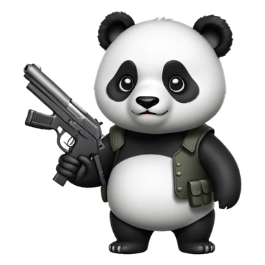 panda holding gun sticker