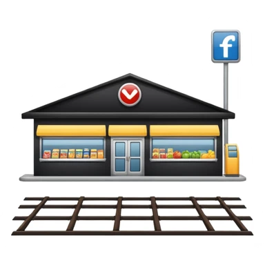 a supermarket next to a train station sticker