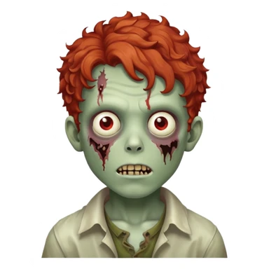 Boy zombie with curly hair red sticker