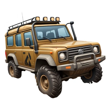 An icon showing an off-road vehicle driving through muddy terrain, inspired by Expeditions: A MudRunner Game. The design features splashing mud, rugged tracks, and dynamic movement, symbolizing the challenge of navigating tough landscapes. Transparent background sticker