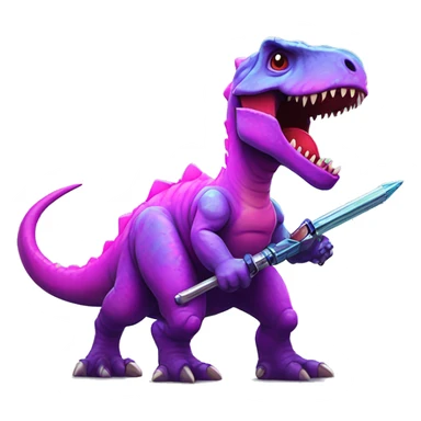 Retrowave dinosaur with a flail and shield chibi  sticker