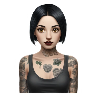Hyperrealistic Pale girl with black hair arm tattoos sticker