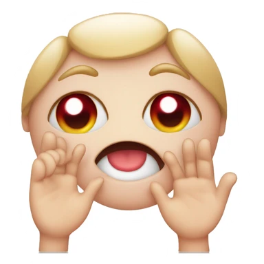  bright red, huge eyes, blushing very hard, smiling a lot and covering their hand with their mouth sticker