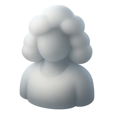 person made of white clouds, fluffy, convex, shoulder length, front view, matte glass style sticker