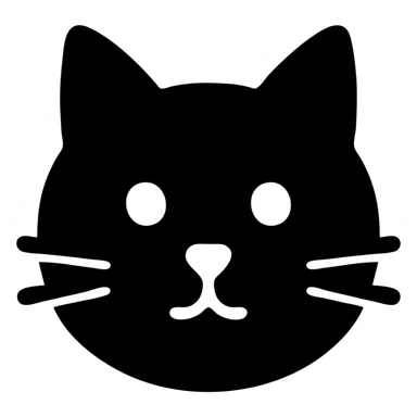 Simple cat face with whiskers and pointy ears sticker