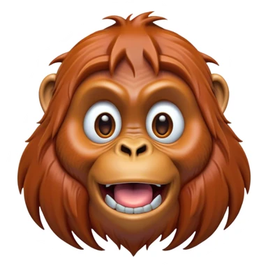Cinematic Comical Orangutan Portrait Emoji, Head tilted dramatically with an exaggeratedly shocked expression, featuring a robust, animated face with wide, comically expressive eyes full of humorous disbelief, Simplified yet hilariously expressive features, highly detailed, glowing with a slightly sassy glow, high shine, dramatic yet playful, stylized with an air of quirky jungle attitude, soft glowing outline, capturing the essence of a meme-worthy orangutan that looks ready to side-eye its way into viral fame! sticker