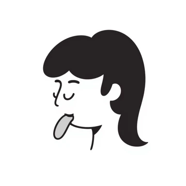 hand-drawn doodle of a person mewing, side profile sticker