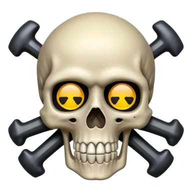 mechanical skull with crossbones and gears, emoji style sticker