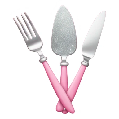 Pink knife, fork, and spoon with glitter  sticker