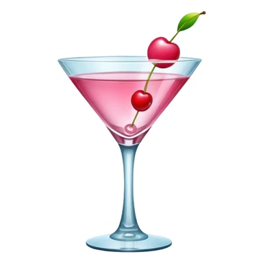 A pink martini in a V-shaped glass with a tiny cherry floating on top.
 sticker