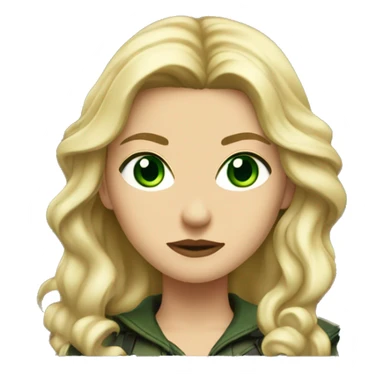 half-body, long wavy blonde assassin girl  fully clothed (hazel eyes with green in it) sticker