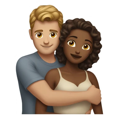 White male with brown hair hugging beautiful brown woman sticker