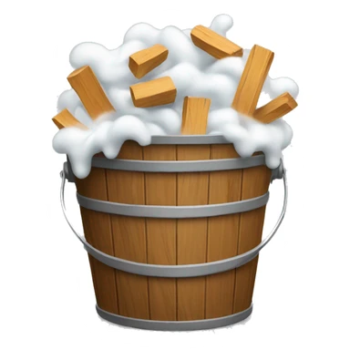 bucket in wood with overflowing foam sticker