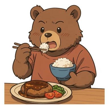 anime style bear eating sticker