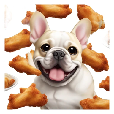 French bulldog eating chicken wings  sticker