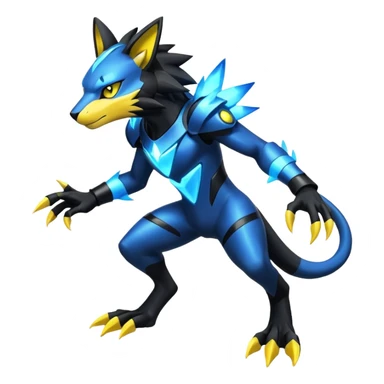 Modern Cyber Luxray-Zeraora-Fakémon-creature, full body sticker