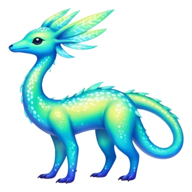 Shiny Exotic Colorful Neon-colored Ethereal Sparkly Amaura-Aurorus-Fakémon-hybrid-creature (full body)  sticker
