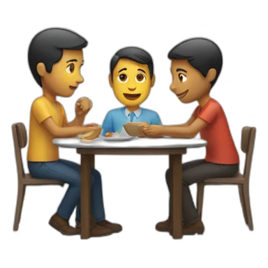 Two men and a woman at a table sticker