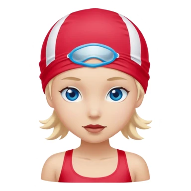 Girl Swimmer in a red swim cap with blue eyes  sticker