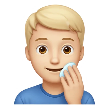 A iPhone type emoij guy white curious with his eyes looking up to a corner and his hand on his chin looking like hes curious  sticker
