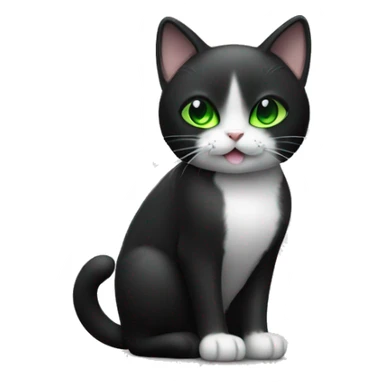 Black and white cat with bright green eyes led down  sticker