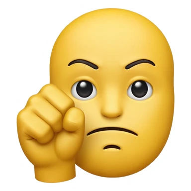 make just the simple yellow emoji with a fist infront of him and a strait face sticker