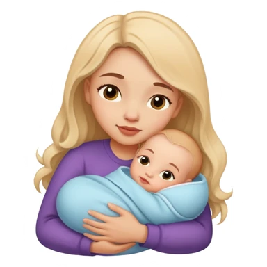 girl hugs a newborn baby  sticker