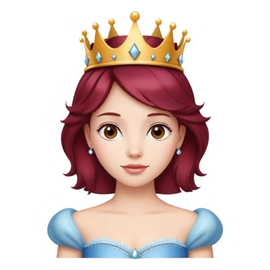 Beautiful burgundy haired girl wearing a princess crown sticker