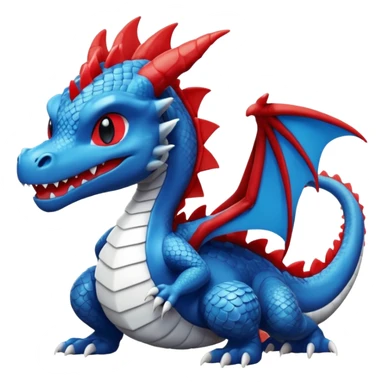 Cute cool black and white and red and blue Fakémon-Pokémon-dragon sticker