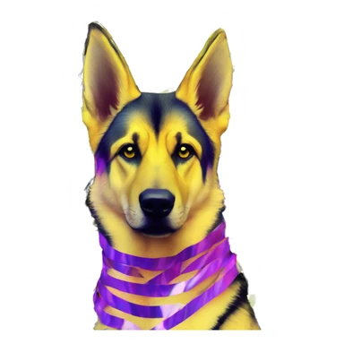 .Zombie_ Vaporwave black holographic oilslick zombie yellow German shepherd dog yellow caution tape graffiti stripes iridescent blue purple yellow stripes sticker